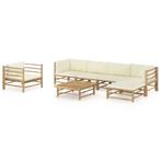 vidaXL 7-delige Loungeset met crèmewitte kussens bamboe, Verzenden, Nieuw, Hout, Loungeset