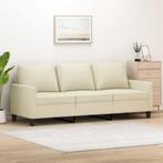 vidaXL Driezitsbank 180 cm kunstleer crèmekleurig, Huis en Inrichting, Verzenden, 150 tot 200 cm, Leer, Driepersoons