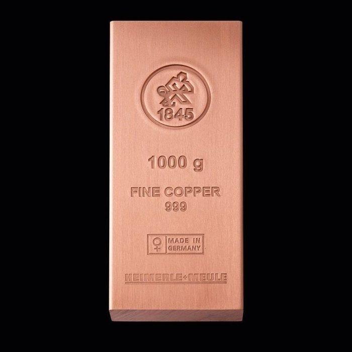 1 kilogram koper - .999 - Heimerle + Meule. (Zonder, Postzegels en Munten, Edelmetalen en Baren