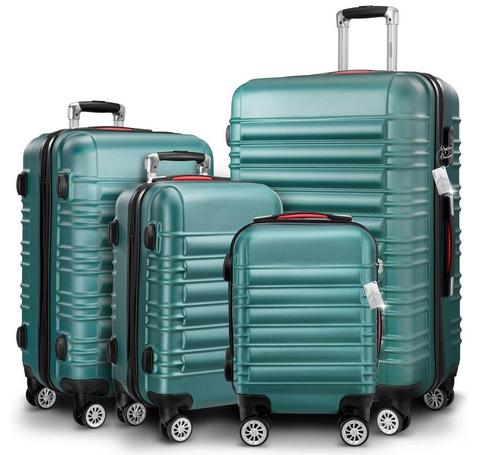 Reiskoffers Groen 4-delig ABS met gratis accessoires, Caravans en Kamperen, Kampeeraccessoires, Nieuw, Verzenden