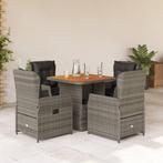 vidaXL 5-delige Tuinset met kussens poly rattan grijs, 4 zitplaatsen, Nieuw, Tuinset, Verzenden