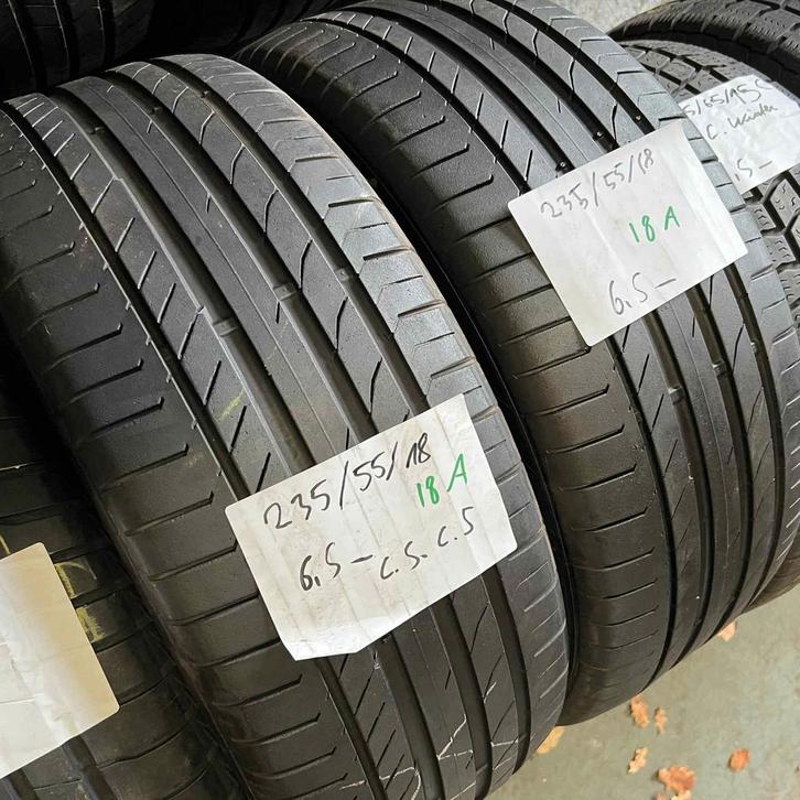 2 x Continental SportContact 5 235-55-18 Zomerbanden 6,5mm, Auto-onderdelen, Banden en Velgen, 18 inch, Zomerbanden, 235 mm, Personenwagen