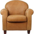 Leren fauteuil Roommate - Vintage Leer Cognac - Hout bruin, Klassiek, Nieuw, Ophalen of Verzenden, 75 tot 100 cm