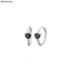 Zilveren black love twist cz huggie hoops