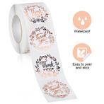 500 stickers labels rol thank you rose rosegold kraft, Ophalen of Verzenden, Nieuw
