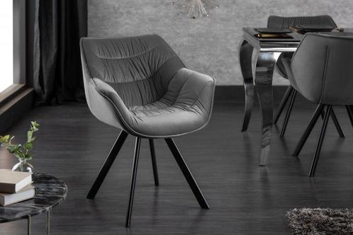Design stoel THE DUTCH COMFORT grijs fluweel retrostijl met, Huis en Inrichting, Stoelen, Ophalen of Verzenden