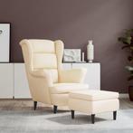 vidaXL Fauteuil met voetenbank fluweel crèmekleurig, Huis en Inrichting, Fauteuils, Verzenden, Nieuw