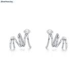 Zilveren multiple hoops zirkonia oorstekers, Verzenden, Nieuw, Zilver