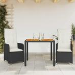 vidaXL 3-delige Bistroset met kussens poly rattan zwart, Verzenden, Nieuw, Rotan, 2 zitplaatsen
