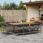 vidaXL 13-delige Tuinset met kussens poly rattan grijs, 2 zitplaatsen, Nieuw, Tuinset, Verzenden