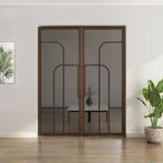 Dubbele stalen taatsdeur - Brons - 4 Vlaks rond - Rook glas, Minder dan 80 cm, Overige typen, Nieuw, Metaal