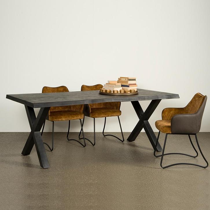 *WOONWINKEL* Tower Living Xara Black Zwarte Boomstamtafel X-, Huis en Inrichting, Tafels | Eettafels, Nieuw, Verzenden