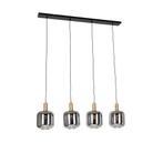 Hanglamp zwart met goud en smoke glas incl. 4 PUCC - Zuzanna, Nieuw, Glas, Design, 75 cm of meer