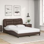 vidaXL Bedframe met hoofdbord kunstleer bruin 140x200 cm, Overige materialen, Bruin, Verzenden, 140 cm