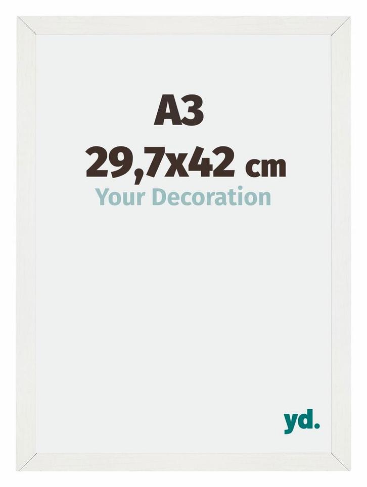 Fotolijst A3 - 29,7x42 cm - Wit Geveegd - MDF - Mura, Huis en Inrichting, Woonaccessoires | Lijsten, Nieuw, Verzenden