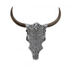 Schedel Exotic Bull Zilver 51cm Massief Mango Hout - 39091