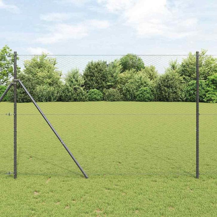 vidaXL Hexagon Hek Grijs 1.5 x 100 m Staal, Tuin en Terras, Schuttingen, Nieuw, IJzer, Verzenden