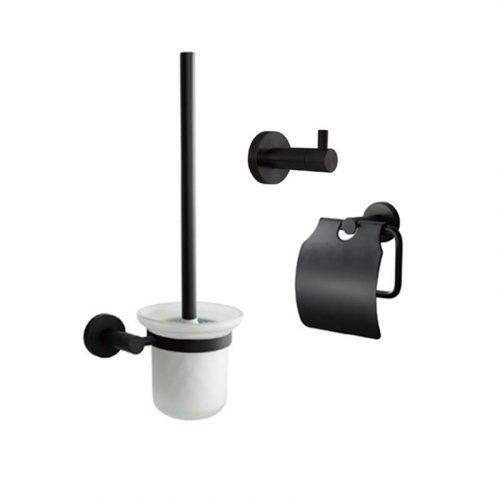 Toilet Accesoireset | Wandmontage | Mat Zwart | 55% KORTING!, Doe-het-zelf en Verbouw, Sanitair, Toilet, Nieuw, Rvs, Ophalen