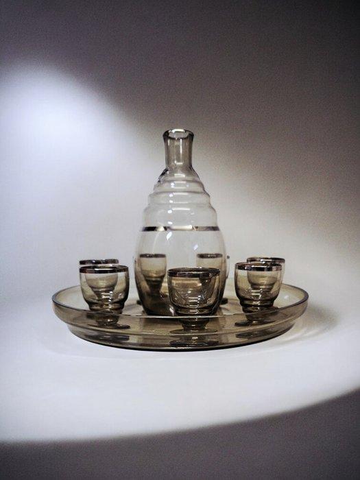 Drankservies (9) - Glas - Oude likeurservice, Antiek en Kunst, Antiek | Meubels | Tafels