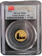 Gouden China Panda 1/10 oz 2011 MS69 PCGS (POP 2.434/5.666), Postzegels en Munten, Munten | Azië, Goud, Oost-Azië, Losse munt