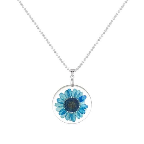 Fako Bijoux® - Ketting - Gedroogde Bloem - Acryl - Blauw, Sieraden, Tassen en Uiterlijk, Kettingen, Verzenden