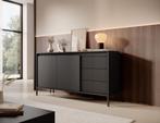 Meubella Dressoir Saran mat zwart 154 cm, Huis en Inrichting, Kasten | Dressoirs, Verzenden, 150 tot 200 cm, Nieuw, Modern