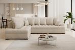 Hoekbank - Beige teddystof - Links - Bankstel 305x224cm, Huis en Inrichting, Banken | Bankstellen, Verzenden, Vierpersoons of meer