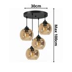 Hanglamp – Industrieel 4-Lichts Amber – Woonkamer - Bollamp, Verzenden, Nieuw, Glas