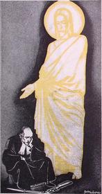 Christus noemt Hugenholtz naïef op spotprent (lijst optie), Antiek en Kunst, Verzenden