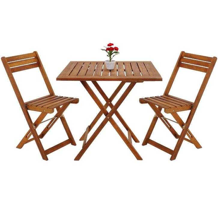 Balkonset - Tuinzitgroep 3-delig acacia opvouwbaar, Tuin en Terras, Overige Tuin en Terras, Nieuw, Verzenden