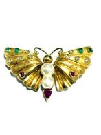 Broche - 18 karaat Geel goud Diamant (Natuurlijk) - Robijn -, Sieraden, Tassen en Uiterlijk, Antieke sieraden