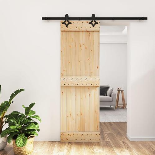 vidaXL Schuifdeur met beslag 70x210 cm massief grenenhout, Doe-het-zelf en Verbouw, Deuren en Horren, Nieuw, Verzenden