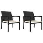 vidaXL Tuinstoelen 2 st poly rattan zwart, Tuin en Terras, Tuinstoelen, Verzenden, Nieuw