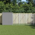 vidaXL Hondenhok met ren 214x1273x181 cm staal lichtgrijs, Dieren en Toebehoren, Verzenden, Nieuw