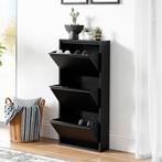 Schoenenkast Sokndal 3 kleppen zwart 104x50x15 cm [en.casa], Verzenden, Nieuw