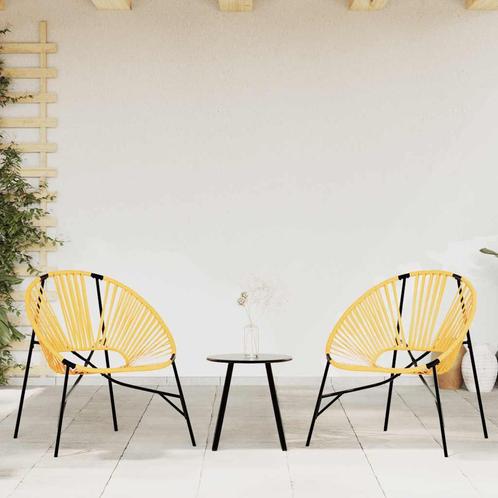 vidaXL Set tuinstoelen 3-delig poly rattan zwart en geel, Tuin en Terras, Tuinstoelen, Nieuw, Rotan, Verzenden