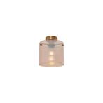 Art Deco plafondlamp messing met amber glas - Laura, Nieuw, Glas, Art Deco