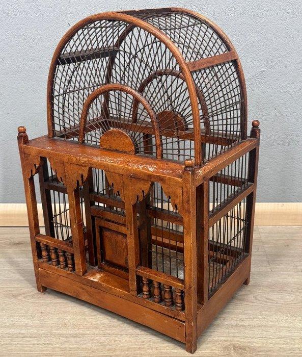 Vogelkooi - Hout - Een vintage houten vogelkooi, Antiek en Kunst, Curiosa en Brocante