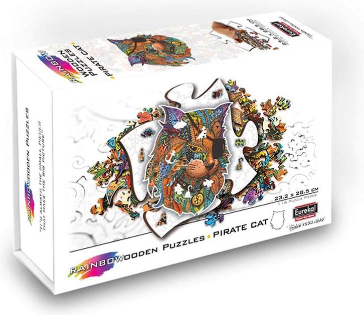 Rainbow Houten Puzzel - Piraten Kat (116 stukjes) | Eureka -, Kinderen en Baby's, Speelgoed | Houten speelgoed, Nieuw, Verzenden