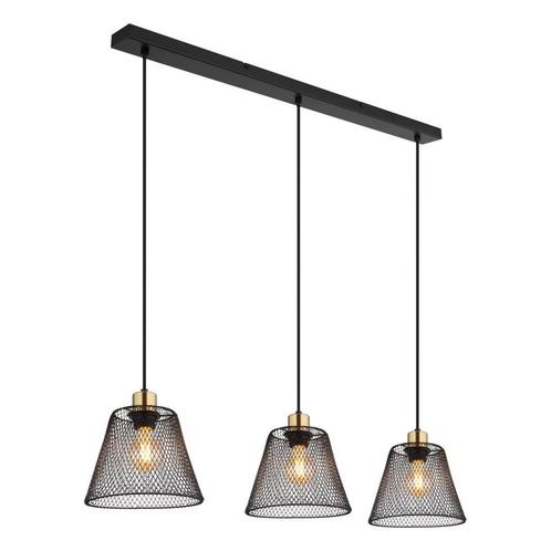 Hanglamp BAKU 20.0 cm 3-lichts Zwart, Zwart, Huis en Inrichting, Lampen | Hanglampen, 75 cm of meer, Nieuw, Metaal, Ophalen of Verzenden