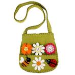 Vilten Tasje Groen met Vingerpopjes bloemen - 20x30cm NIEUW, Ophalen of Verzenden, Nieuw