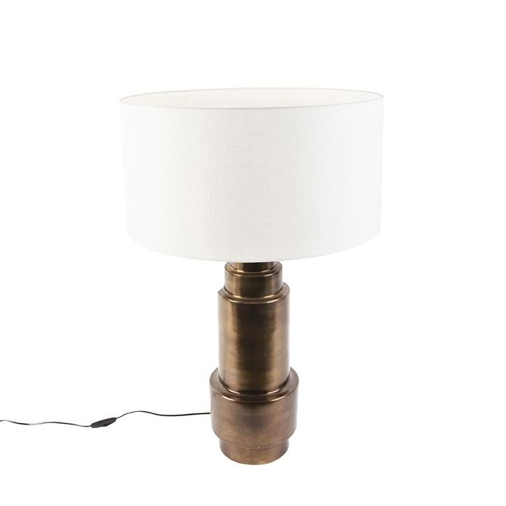 Art deco tafellamp met kap wit 50 cm - Bruut, Huis en Inrichting, Lampen | Tafellampen, Nieuw, Overige materialen, 50 tot 75 cm
