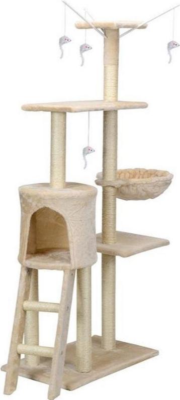 Krabpaal kattenboom XXL 135 x 97 x 55 cm beige beschikbaar voor biedingen