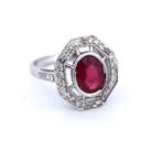 Armring - 18 karaat Witgoud - 2.40ct. tw. Robijn - Diamant -, Sieraden, Tassen en Uiterlijk, Antieke sieraden