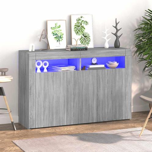 vidaXL Dressoir met LED-verlichting 115,5x30x75 cm grijs, Huis en Inrichting, Kasten | Dressoirs, 25 tot 50 cm, Nieuw, 100 tot 150 cm