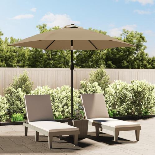 vidaXL Parasol met LED-verlichting en stalen paal 300 cm, Tuin en Terras, Parasols, Nieuw, 3 tot 4 meter, Verzenden