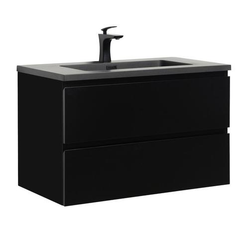 Badkamermeubel Set Angela 80cm Mat Zwart Badmeubel, Huis en Inrichting, Badkamer | Badkamermeubels, Nieuw, Wastafelkast, Verzenden