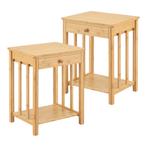Bijzettafel Ranua set van 2 nachtkastje bamboe 51x40x35 cm h, Huis en Inrichting, Tafels | Bijzettafels, Verzenden, Nieuw