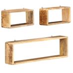 vidaXL 3-delige Wandschappenset kubus massief mangohout, Huis en Inrichting, Woonaccessoires | Wandplanken en Boekenplanken, Verzenden