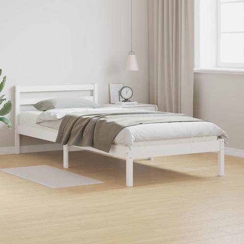 vidaXL Bedframe met hoofdbord massief grenenhout wit 90x220, Huis en Inrichting, Slaapkamer | Bedden, Wit, Nieuw, Hout, Verzenden